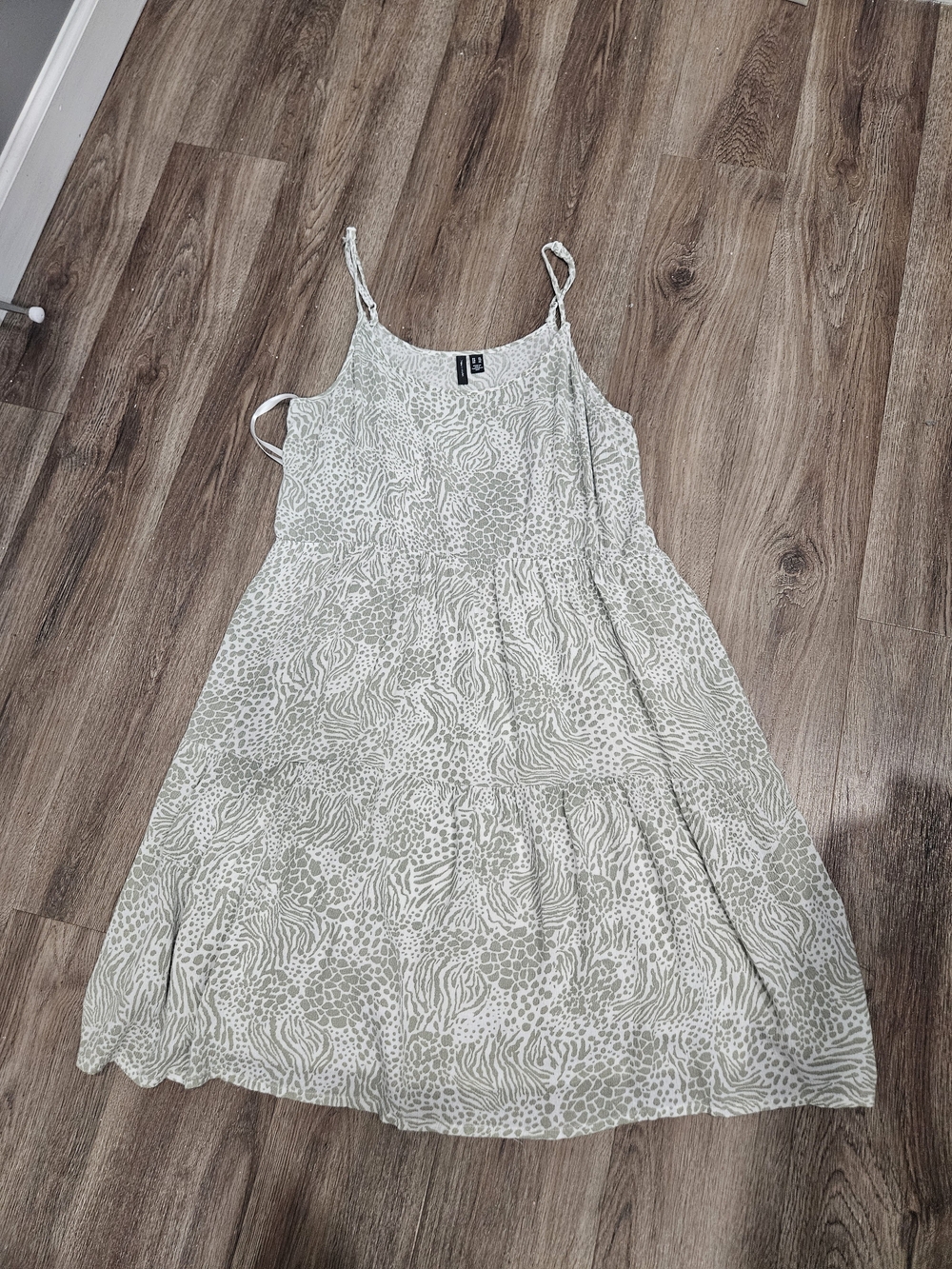 Vero Moda Light Sage Printed Spaghetti Strap Mini Dress